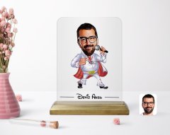 Kişiye Özel Elvis Karikatürlü Ahşap Standlı Çerçeve