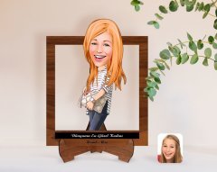 Kişiye Özel Kadınlar Günü Dünyanın En Güzel Kadını Karikatürlü Ahşap Standlı 3D Biblo-19