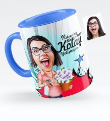 Kişiye Özel Ev Hanımı Karikatürlü Mavi Kupa Bardak - 2
