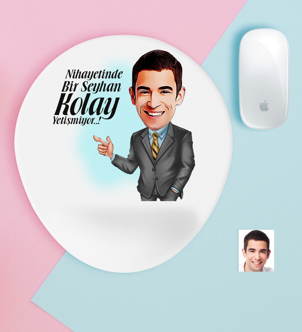 Kişiye Özel Bay Kolay Yetişmiyor Karikatürlü Bilek Destekli Mouse Pad-2
