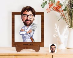 Kişiye Özel Erkek Kasap Karikatürlü Ahşap Standlı 3D Biblo-1