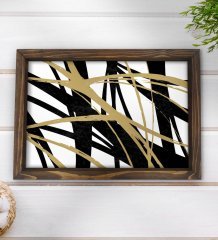 BK Gift Modern Art Tasarımlı Doğal Ahşap Tepsi-16