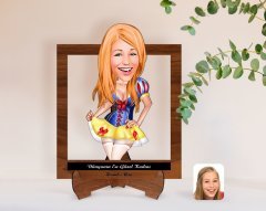 Kişiye Özel Kadınlar Günü Dünyanın En Güzel Kadını Karikatürlü Ahşap Standlı 3D Biblo-18