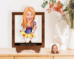 Kişiye Özel Kadınlar Günü Dünyanın En Güzel Kadını Karikatürlü Ahşap Standlı 3D Biblo-18