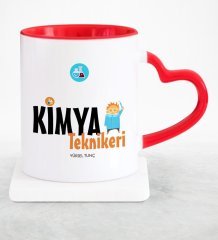 Kişiye Özel Mesleki Kimya Teknikeri Kırmızı Kalpli Kupa Bardak - 2