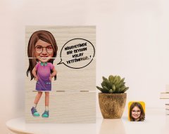 Kişiye Özel Kız Çocuk Kolay Yetişmiyor Karikatürlü Otantik Masaüstü Ahşap Palet Çerçeve-5
