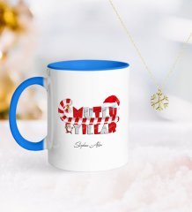Kişiye Özel Yılbaşı Mutlu Yıllar Mavi Kupa ve Kar Tanesi Kolye-2