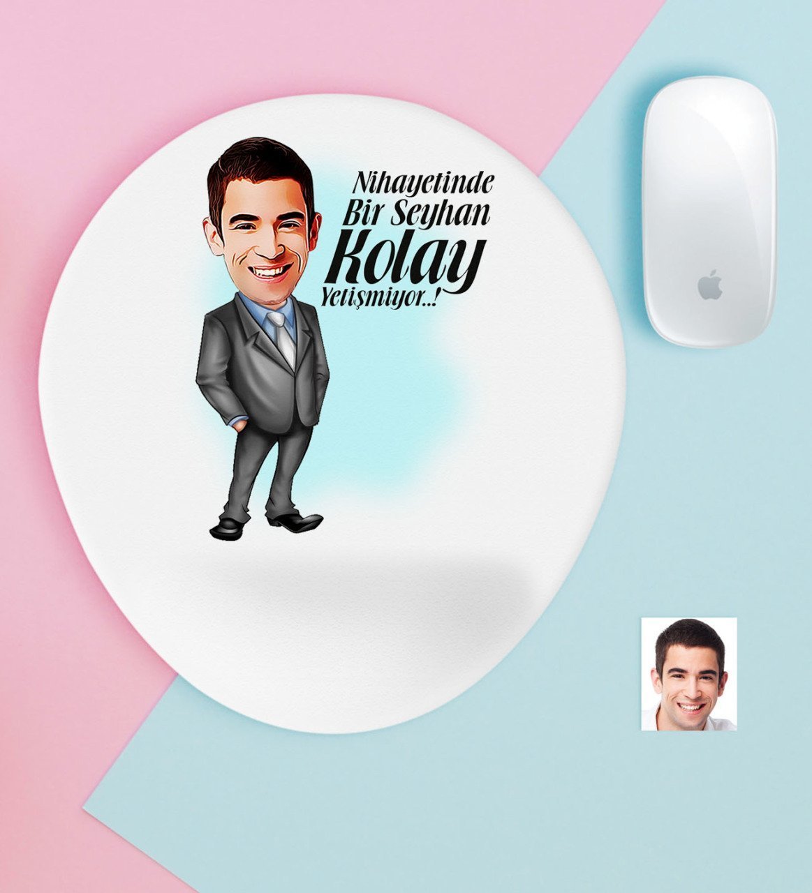Kişiye Özel Bay Kolay Yetişmiyor Karikatürlü Bilek Destekli Mouse Pad-1
