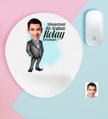 Kişiye Özel Bay Kolay Yetişmiyor Karikatürlü Bilek Destekli Mouse Pad-1