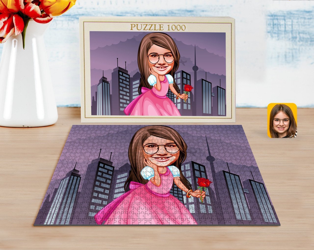 Kişiye Özel Kız Çocuk Prenses Karikatürlü 1000 Parça Profesyonel Puzzle-2