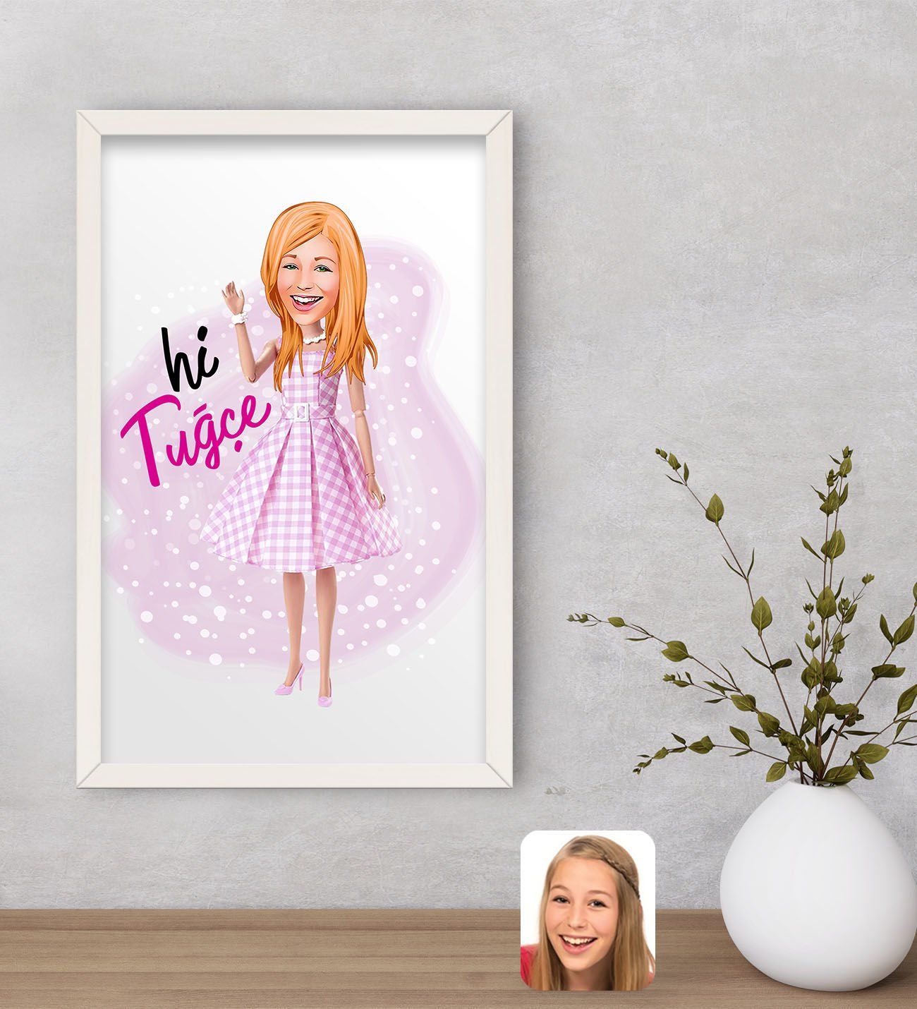 Bk Gift Kişiye Özel Barbie Karikatürlü Dekoratif Ahşap Beyaz Çerçeveli Tablo-5, Barbie Filmi, Barbie Hediyelik Eşya, Arkadaşa Hediye