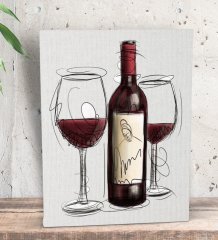 BK Gift Şarap Tasarımlı Dekoratif Mini Kanvas Tablo 15x20cm-5