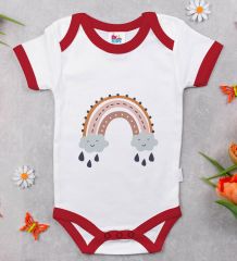 BK Kids Boho Tasarımlı Kırmızı Bebek Body Zıbın-1