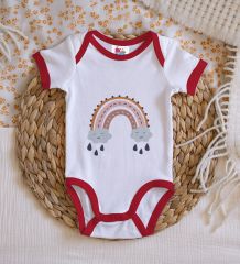 BK Kids Boho Tasarımlı Kırmızı Bebek Body Zıbın-1