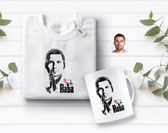 Kişiye Özel Godfather Baba Tasarımlı Beyaz Tişört ve Kupa Seti-1