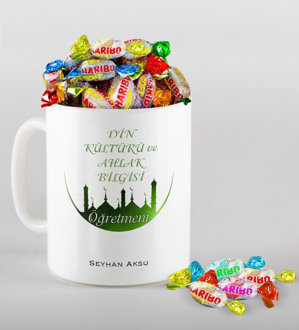 Kişiye Özel Din Kültürü Ve Ahlak Bilgisi Öğretmeni Kupa ve Haribo Şeker Hediye Seti-1