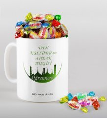 Kişiye Özel Din Kültürü Ve Ahlak Bilgisi Öğretmeni Kupa ve Haribo Şeker Hediye Seti-1