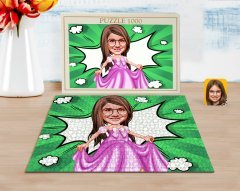Kişiye Özel Kız Çocuk Prenses Karikatürlü 1000 Parça Profesyonel Puzzle-1