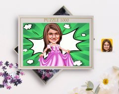 Kişiye Özel Kız Çocuk Prenses Karikatürlü 1000 Parça Profesyonel Puzzle-1