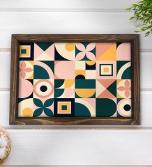 BK Gift Modern Art Tasarımlı Doğal Ahşap Tepsi-14