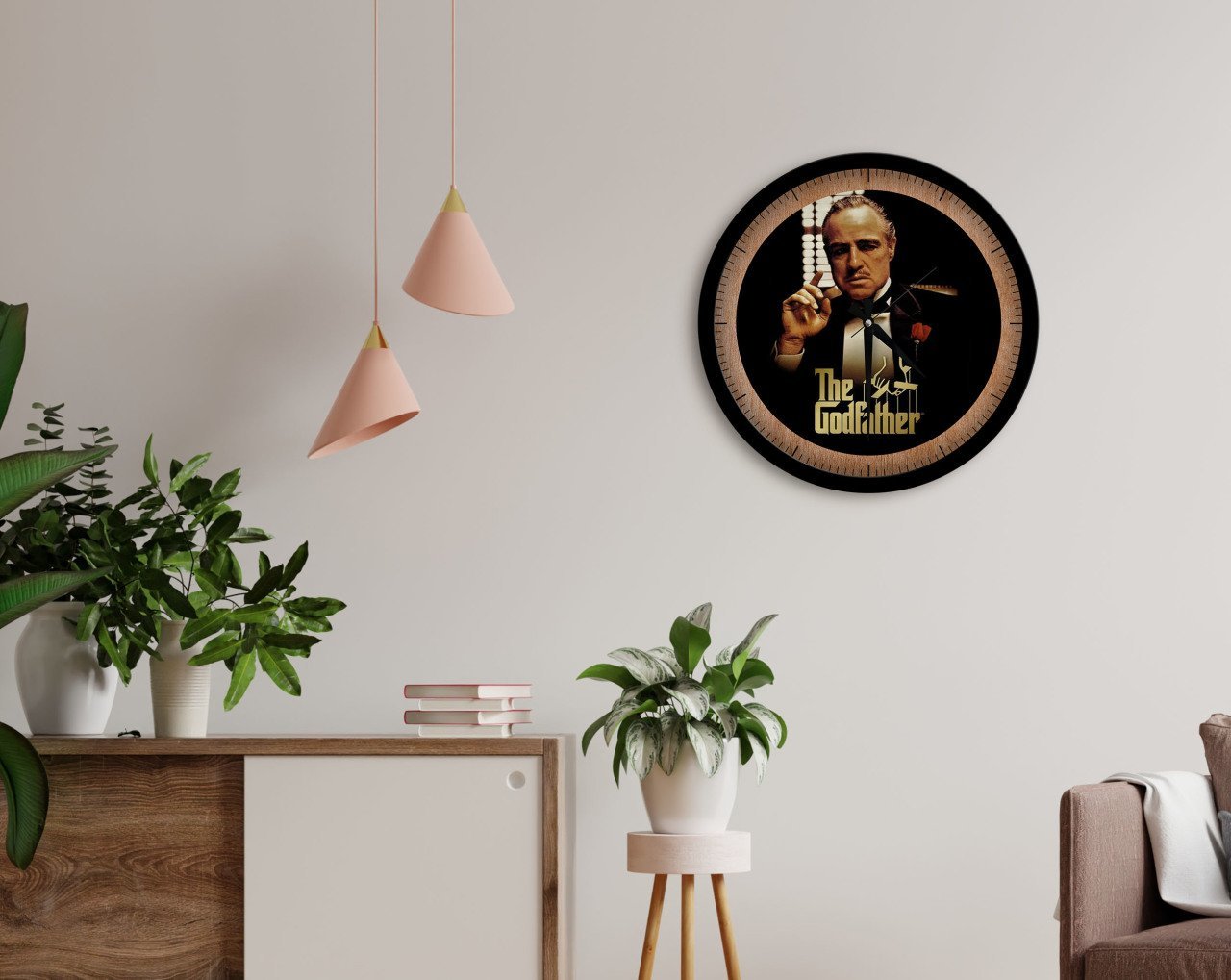 BK Home Godfather Baba Tasarımlı 45cm Ahşap Duvar Saati-4