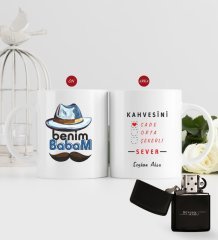 Kişiye Özel Benim Babam Tasarımlı Kupa Bardak ve Benzinli Çakmak Seti-1