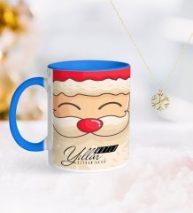 Kişiye Özel Noel Baba Mavi Kupa ve Kar Tanesi Kolye-6