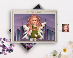 Kişiye Özel Kız Çocuk Peri Karikatürlü 1000 Parça Profesyonel Puzzle-2