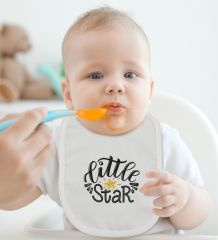 BK Kids Little Star Tasarımlı Bebek Body Zıbın ve Mama Önlüğü Hediye Seti - Model 1