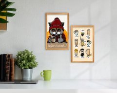 BK Home Coffee Tasarımlı Dekoratif 2'li Retro Ahşap Tablo-6