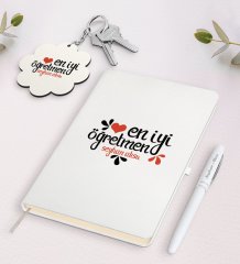 Kişiye Özel En İyi Öğretmen Beyaz Defter Kalem Ve Anahtarlık Hediye Seti-6