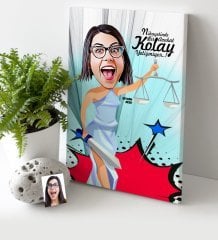 Kişiye Özel Bayan Avukat Karikatür Kanvas Tablo (30 x 50 cm.) 1
