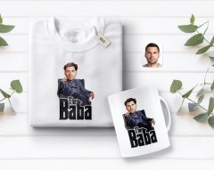 Kişiye Özel Godfather Baba Karikatürlü Beyaz Tişört ve Kupa Seti-8