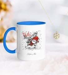 Kişiye Özel Noel Baba Mavi Kupa ve Kar Tanesi Kolye-5