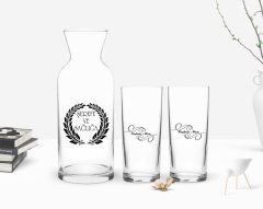 Kişiye Özel Renkli Baskılı İsimli İkili Rakı Bardağı ve Karaf Hediye Seti-3