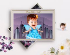 Kişiye Özel Kız Çocuk Peri Karikatürlü 1000 Parça Profesyonel Puzzle-1