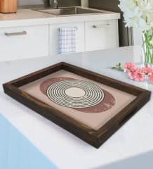 BK Gift Modern Art Tasarımlı Doğal Ahşap Tepsi-12