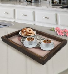 BK Gift Modern Art Tasarımlı Doğal Ahşap Tepsi-12