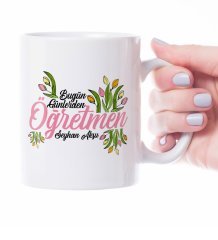 Kişiye Özel Bugün Günlerden Öğretmen Beyaz Kupa Bardak - 1