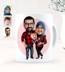 Kişiye Özel Aile Karikatürlü Beyaz Kupa Bardak - 2