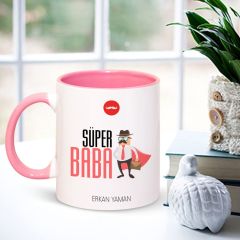 Kişiye Özel Süper Baba Pembe Kupa Bardak