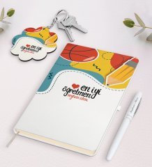 Kişiye Özel En İyi Öğretmen Beyaz Defter Kalem Ve Anahtarlık Hediye Seti-5