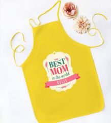 BK Gift Kişiye Özel İsimli Anneler Günü Tasarımlı Sarı Mutfak Önlüğü, Aşçı Önlüğü, Şef Önlüğü, Anneye Hediye-16