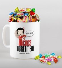 Kişiye Özel Çince Öğretmeni Kupa ve Haribo Şeker Hediye Seti