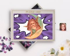 Kişiye Özel Kız Çocuk Melek Karikatürlü 1000 Parça Profesyonel Puzzle-1