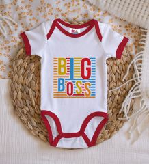 BK Kids Big Boss Tasarımlı Kırmızı Bebek Body Zıbın-1