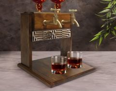 BK Gift Kişiye Özel Kabartma İsimli Çift Musluklu Doğal Ahşap Viski Standı, İçki Standı, Doğum Günü Hediyesi, Ev Hediyesi, Erkek Hediye-17