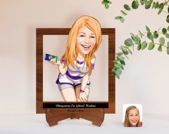 Kişiye Özel Kadınlar Günü Dünyanın En Güzel Kadını Karikatürlü Ahşap Standlı 3D Biblo-13