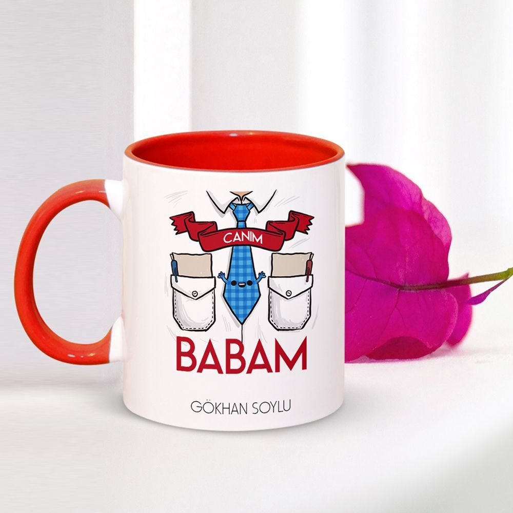 Kişiye Özel Canım Babam Kırmızı Kupa Bardak - 002
