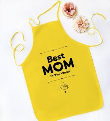 BK Gift Kişiye Özel İsimli Anneler Günü Tasarımlı Sarı Mutfak Önlüğü, Aşçı Önlüğü, Şef Önlüğü, Anneye Hediye-15